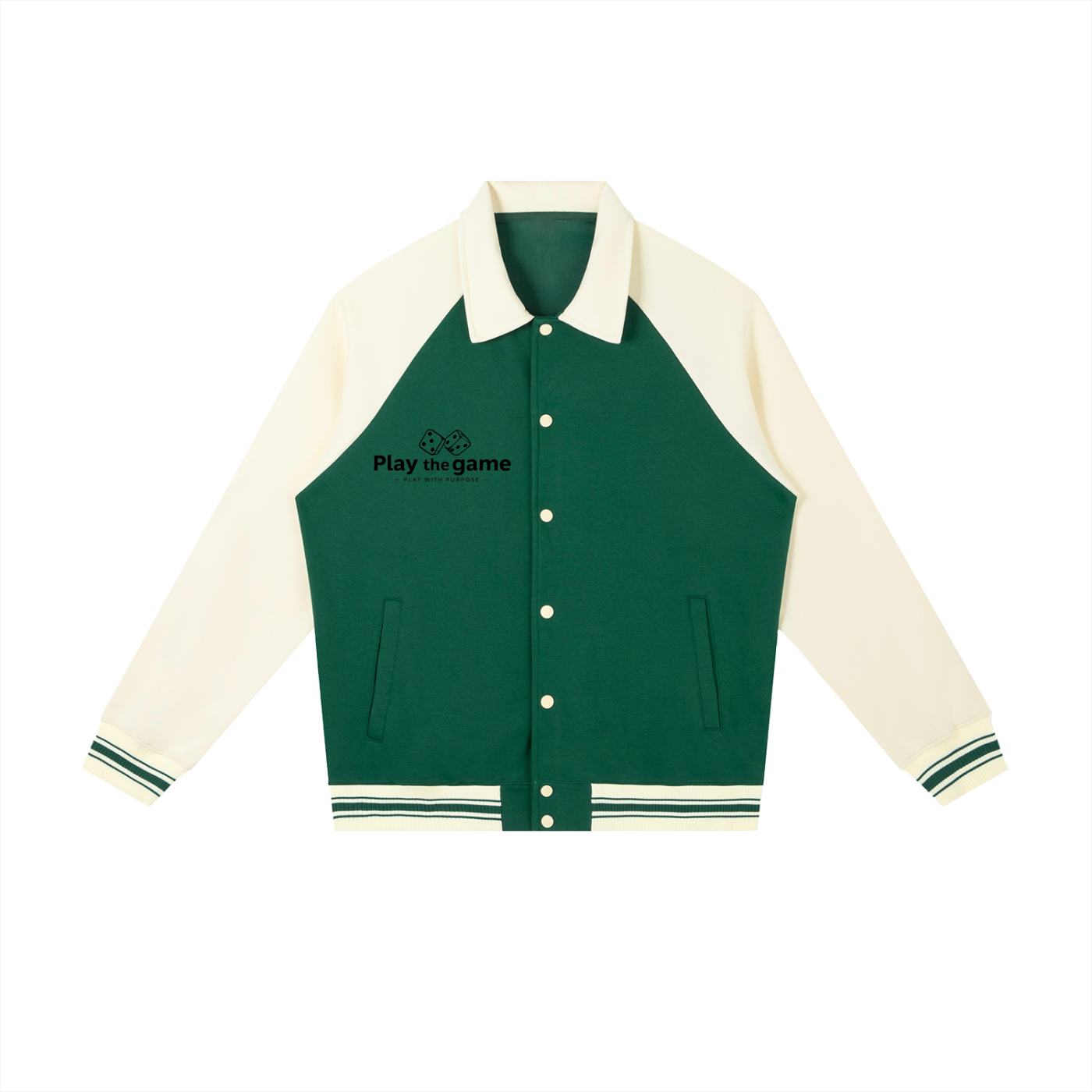 Roll The Dice Contrast Raglan Sleeve Baseball Jacket