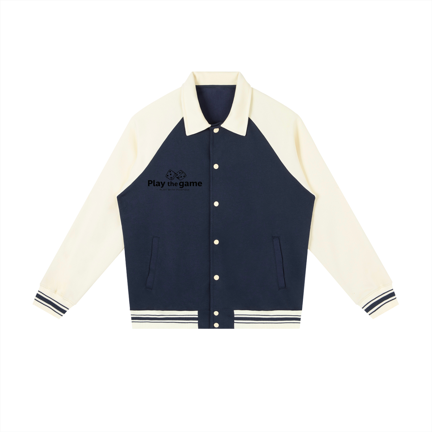 Roll The Dice Contrast Raglan Sleeve Baseball Jacket