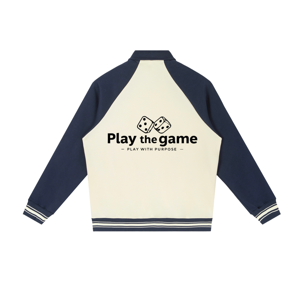 Roll The Dice Contrast Raglan Sleeve Baseball Jacket