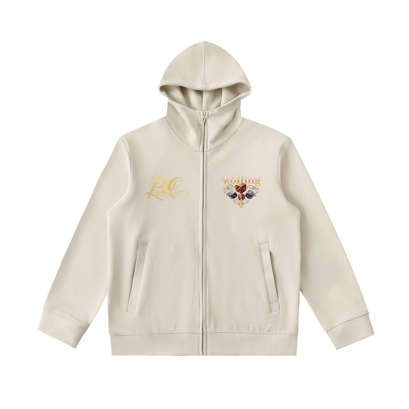 Rolling Dice Essential Heavyweight High Neck  Zip-Up Hoodie