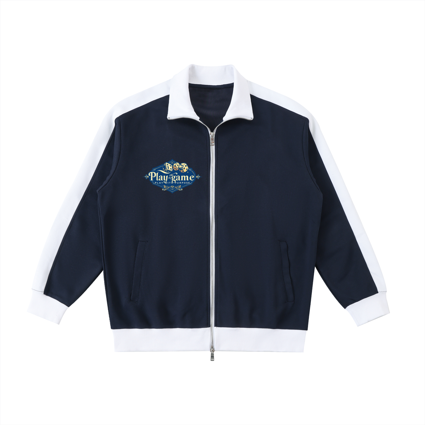 Players Game Contrast Trim Stand Collar Jacket