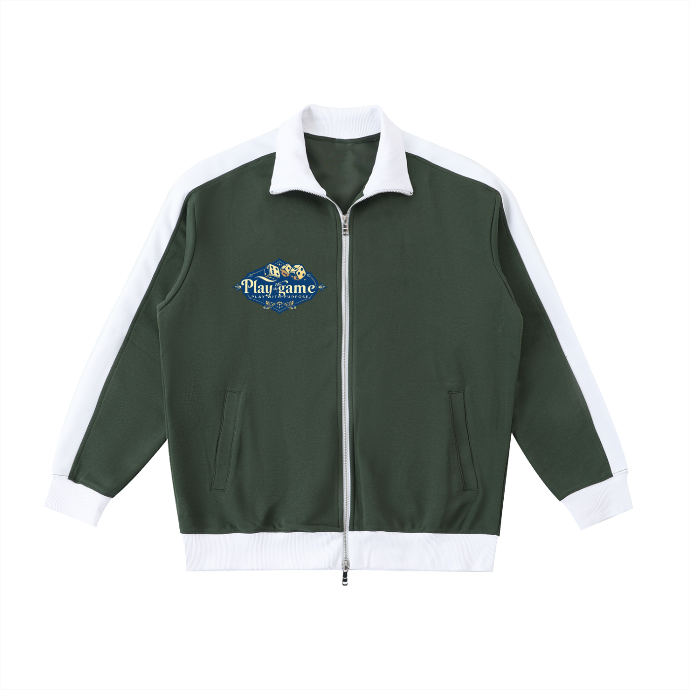 Players Game Contrast Trim Stand Collar Jacket