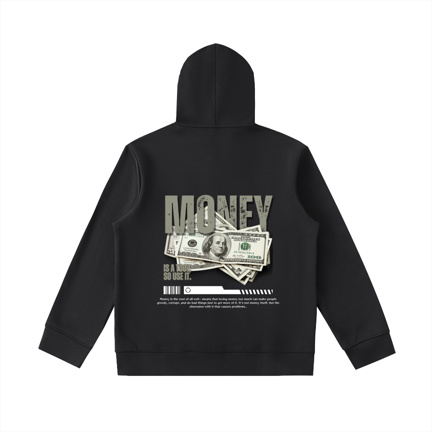 Money Essential Heavyweight High Neck  Zip-Up Hoodie