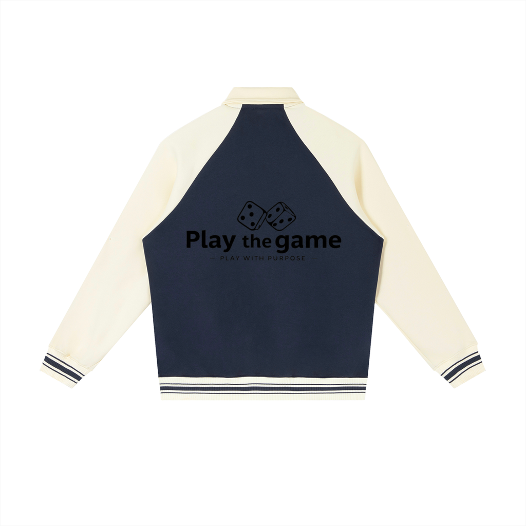 Roll The Dice Contrast Raglan Sleeve Baseball Jacket