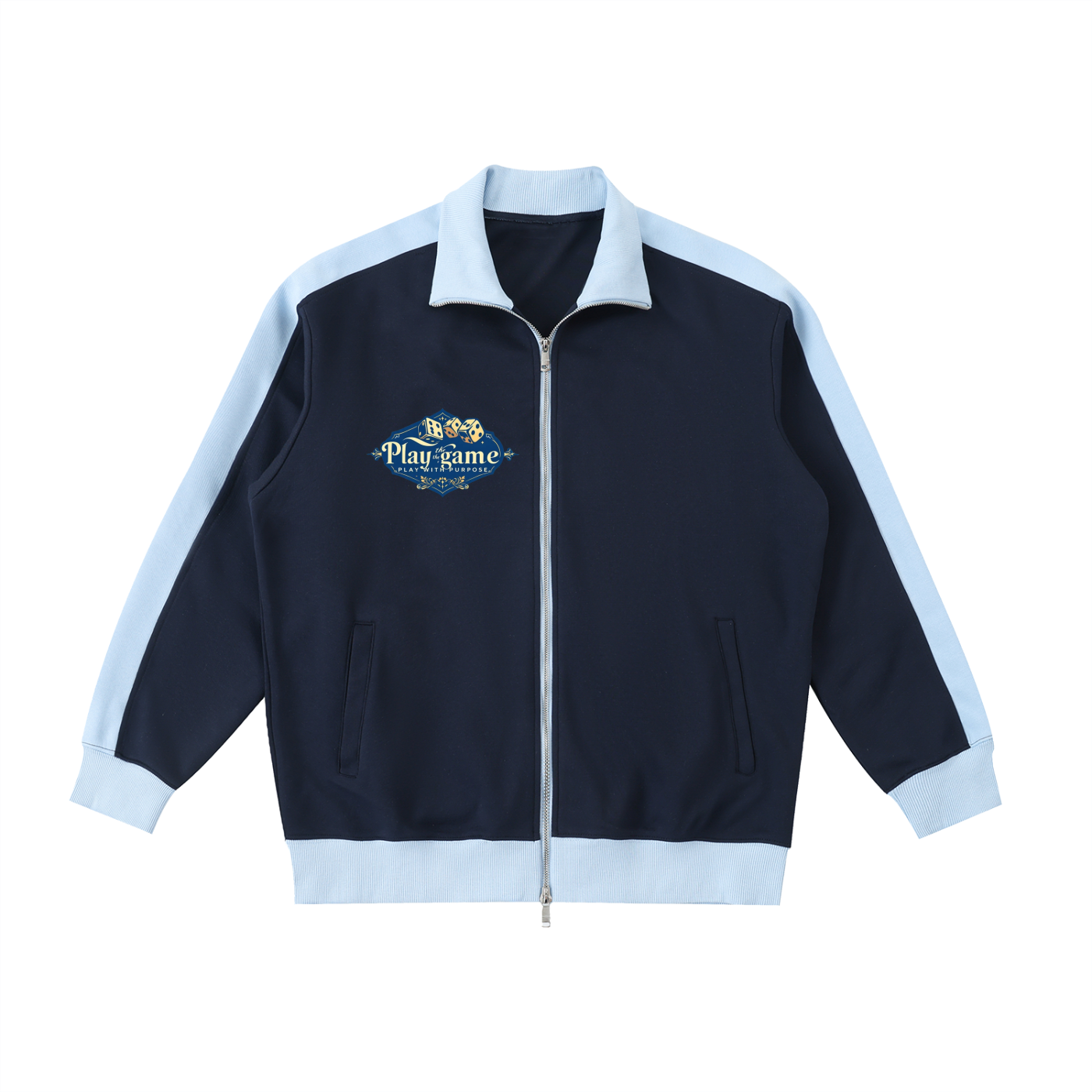 Players Game Contrast Trim Stand Collar Jacket