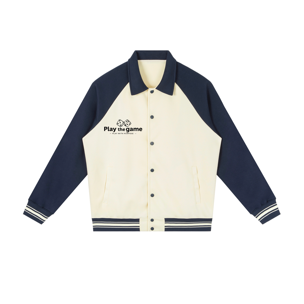 Roll The Dice Contrast Raglan Sleeve Baseball Jacket