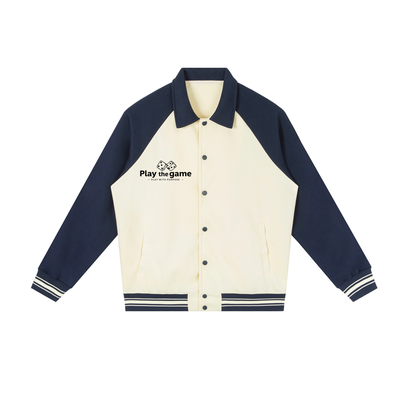 Roll The Dice Contrast Raglan Sleeve Baseball Jacket
