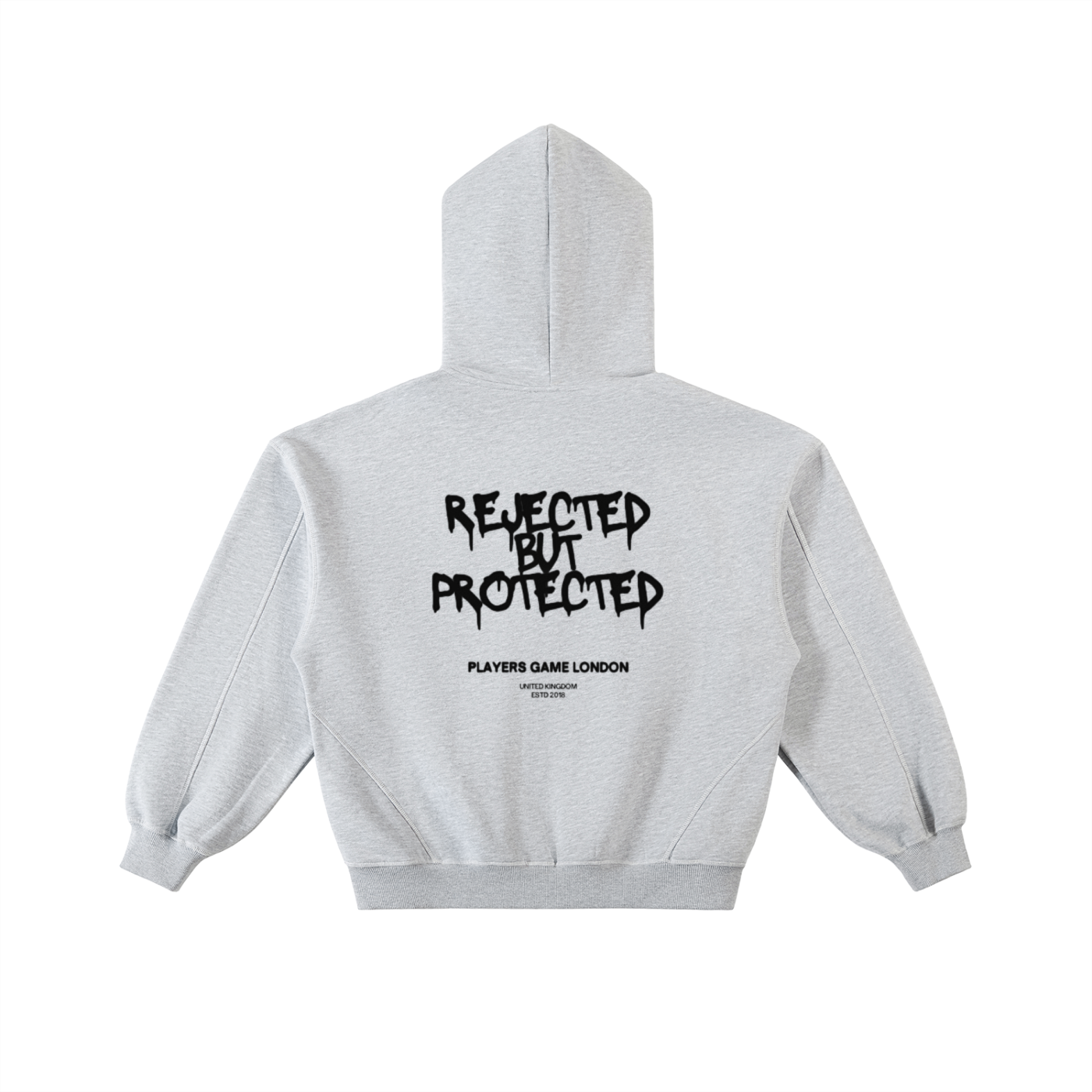 Rejected But Protected Contrast-Stitched Boxy Fleece Zip Hoodie