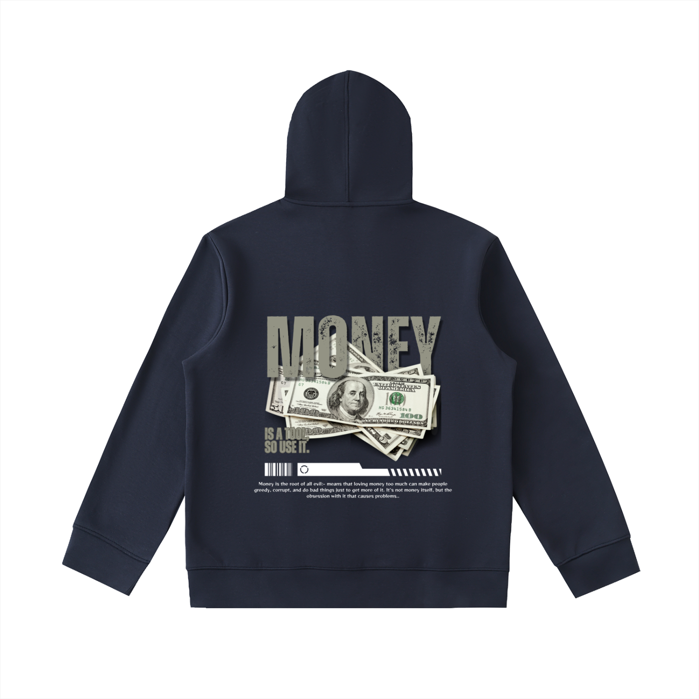 Money Essential Heavyweight High Neck  Zip-Up Hoodie