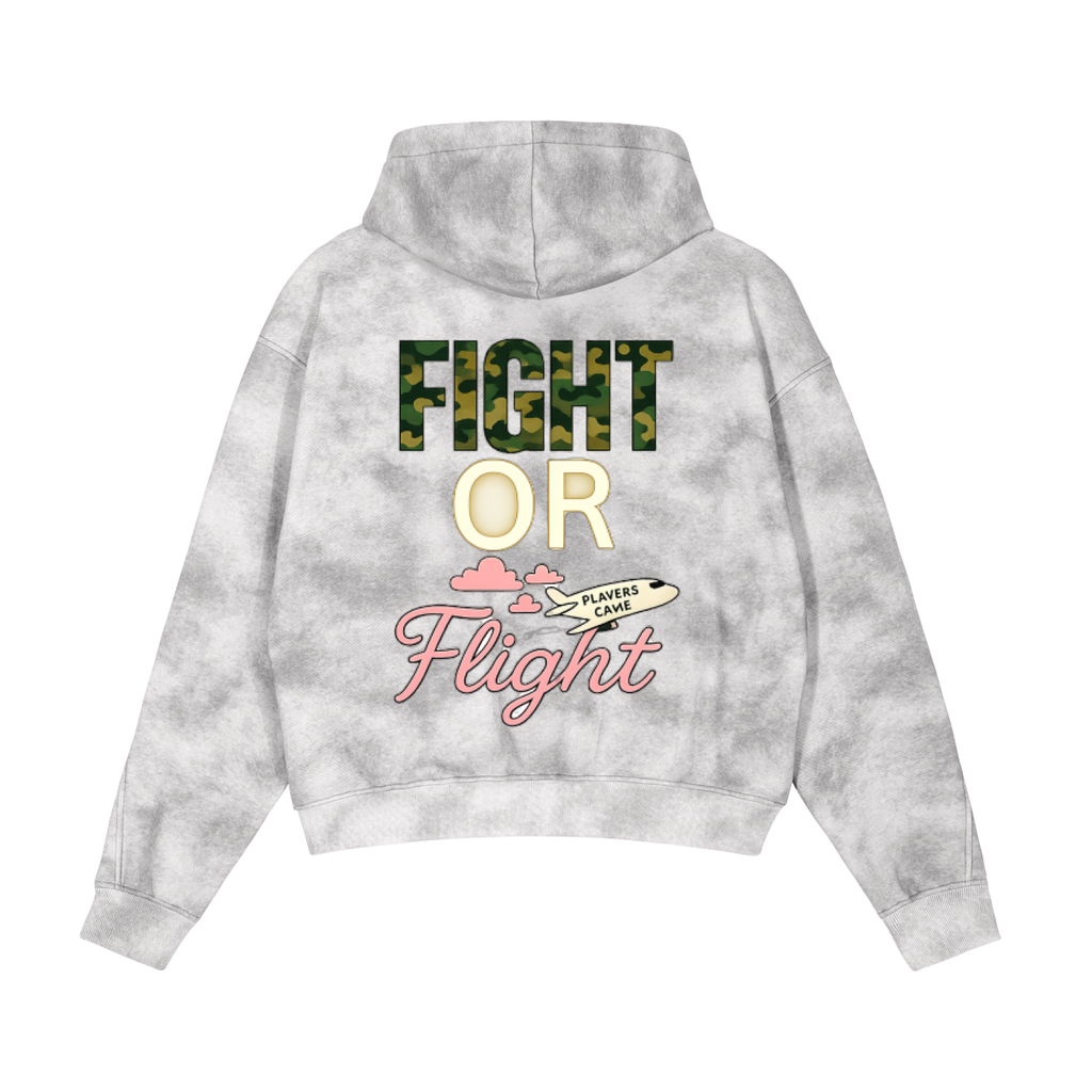 Fight Or Flight / Game Ain't Luck Dirty Washed Zip-Up Fleece Hoodie