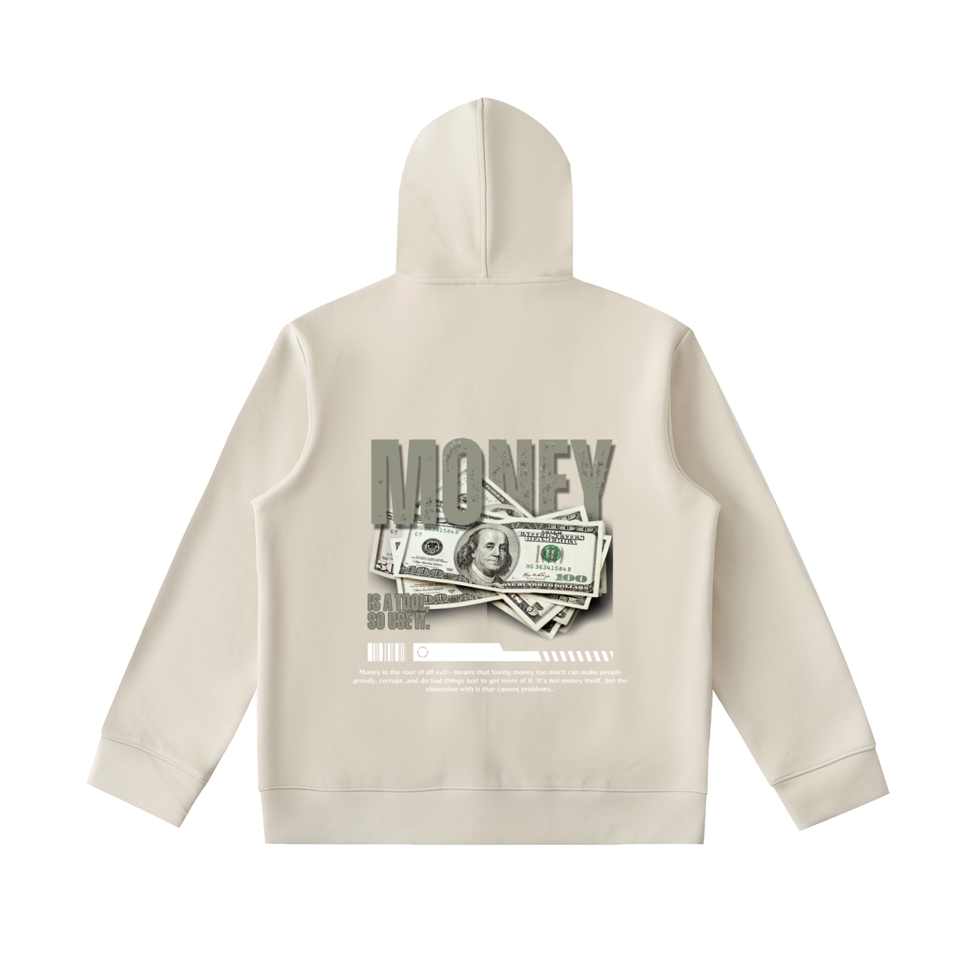 Money Essential Heavyweight High Neck  Zip-Up Hoodie